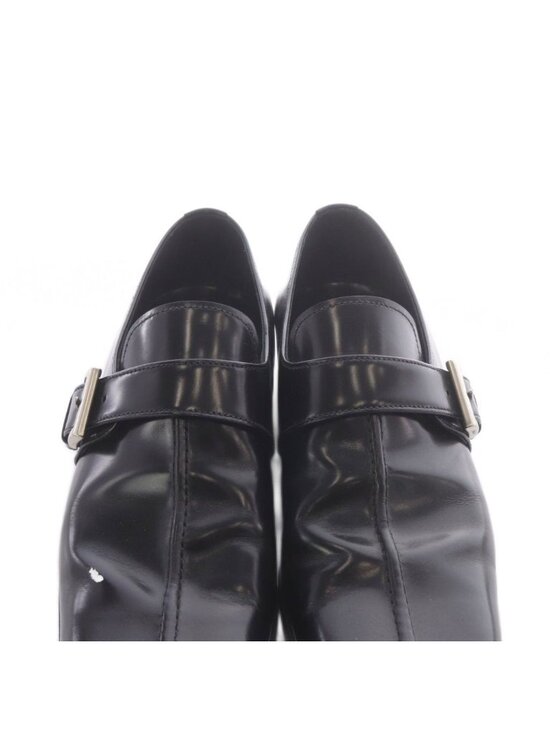 Prada Leather Belt Loafers Square Toe 7.5 Black
